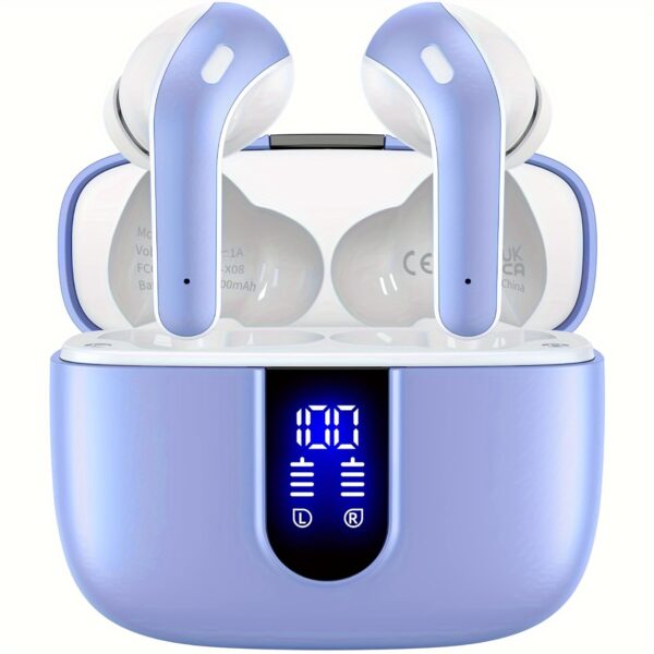 LIFEBEE Wireless Earbuds with 60H Playback, LED Power Display, Noise Cancelling Voice Call, Touch Control, Lightweight In-Ear Headphones with Condenser Mic, Rechargeable Lithium Polymer Battery, Type-C USB Charging, Compatible with Cellphones - Adult Use - Image 9
