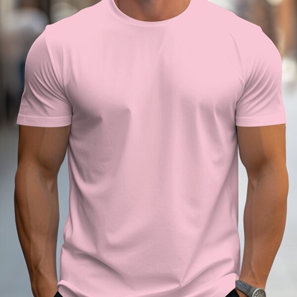 Solid Color Men's Round Neck Short Sleeve Tee Fashion Regular Fit T-Shirt Top For Spring Summer Holiday - Image 16