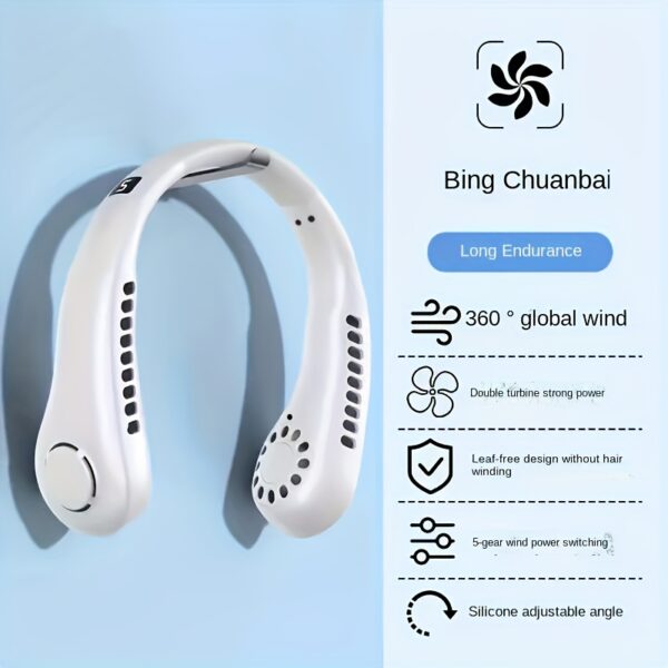 1PC Fashion USB Charging Fan Wearable Neck Fan 3 Speeds For Choosing Summer Outdoor Fan - Image 3