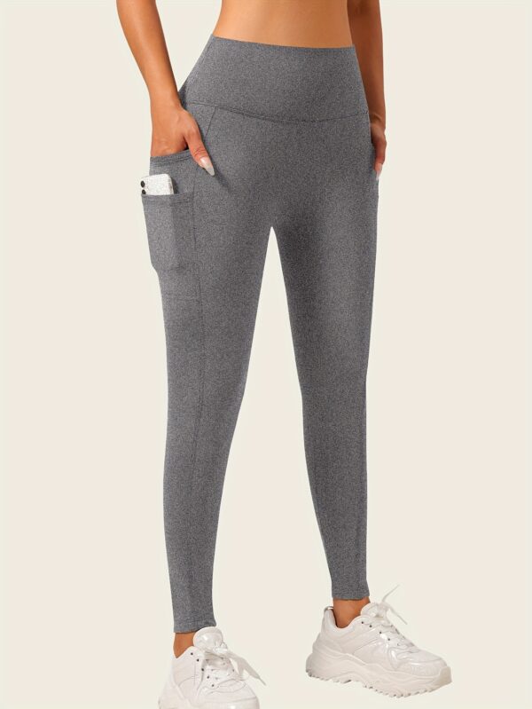 [Stretchy Yoga Pants] Pink Stretchy High-Waisted Women's Yoga Pants - Casual Solid Color Polyester Knit Fabric, Regular Fit for Spring/Summer/Fall, 92% Polyester 8% Elastane, 250g/m² - Image 10
