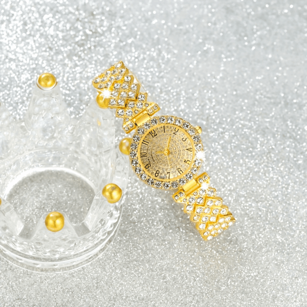 2pcs Elegant Rhinestone Watch Stainless Steel Fashion Minimalist Luxury Full Rhinestone Bracelet Quartz Watch Gifts for Eid - Image 9