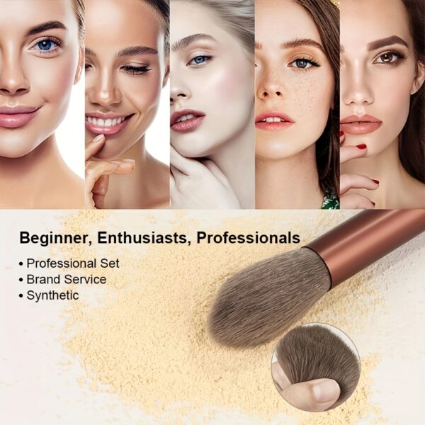 Pro Makeup Brush Set - Soft, Fluffy, Professional Nylon Bristles, ABS Plastic Rod, Unscented, for All Skin Types, Foundation, Powder, Eyeshadow, Kabuki, Blending Beauty Tool - Image 8