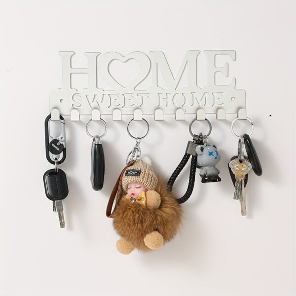 Rust-Resistant Black Metal Chic Key Holder - Wall-Mounted Storage Rack with Decorative Hooks for Coats, Hats & More - Entryway or Hallway Organizer - Image 4