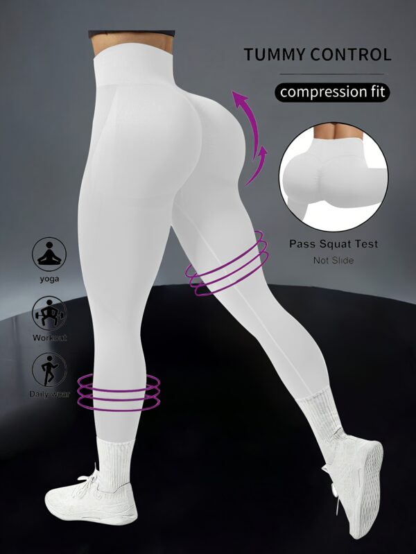 High Waist Solid Color Seamless Yoga Leggings, Women's Activewear, Wide Waistband Fitness Running Workout Sports Pants