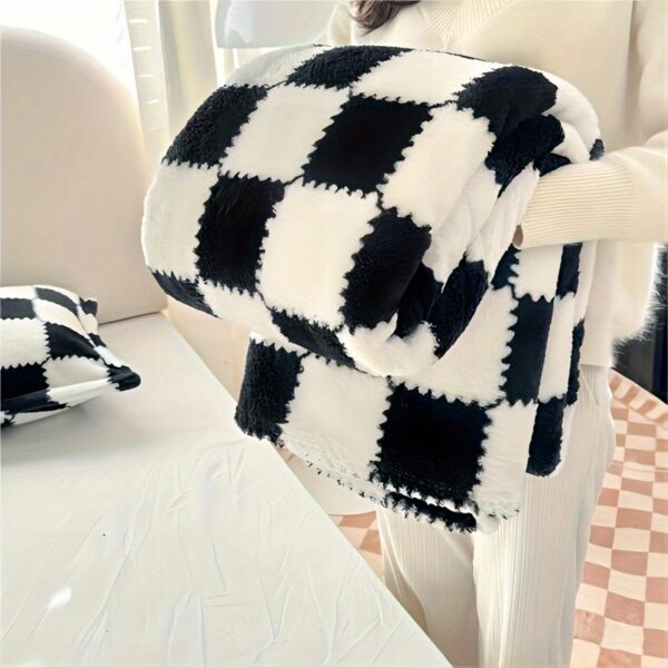 [1pc Cozy Fleece Blanket] 1pc Soft & Cozy Plaid Flannel Fleece Blanket | Multi-Purpose Throw for Adults, Pets, Office, Outdoor Camping, Holiday Gifts | 300-350gsm Knitted Polyester, Multiple Sizes Available, Pet-Friendly, Checkered Pattern - Image 26