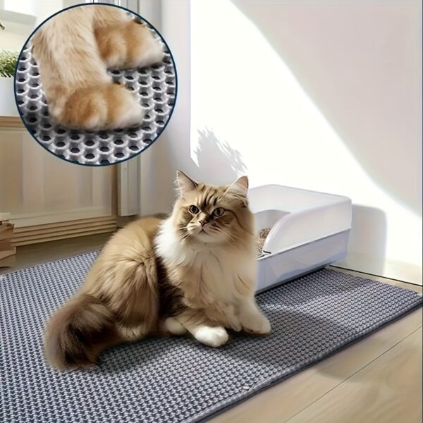 1pc Gray Double-layer Cat Litter Mat Filter Prevents Cat Litter from Being Carried Out and Splashed, Washable and Controllable Cat Litter Tray Mat