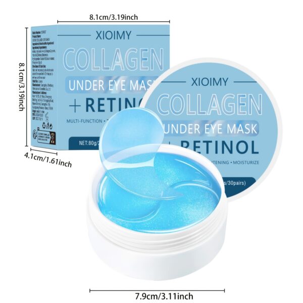 60pcs Xioimy Collagen & Retinol Under Eye Masks - Hypoallergenic Multi-Functional Gel Eye Patches for Tightening, Moisturizing & Firming - European Specialized Skincare for All Light Beige Types, Men & Women, Eye Patches Skincare, Gentle Skincare, Under-E - Image 4