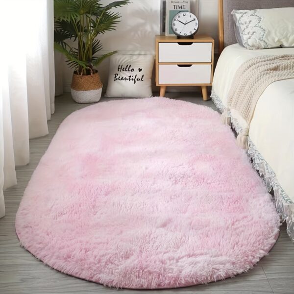 Soft Polyester Plush Oval Area Rug for Bedroom and Living Room - Hand Washable, Perfect for Coffee Table and Doorway Decor - Image 11
