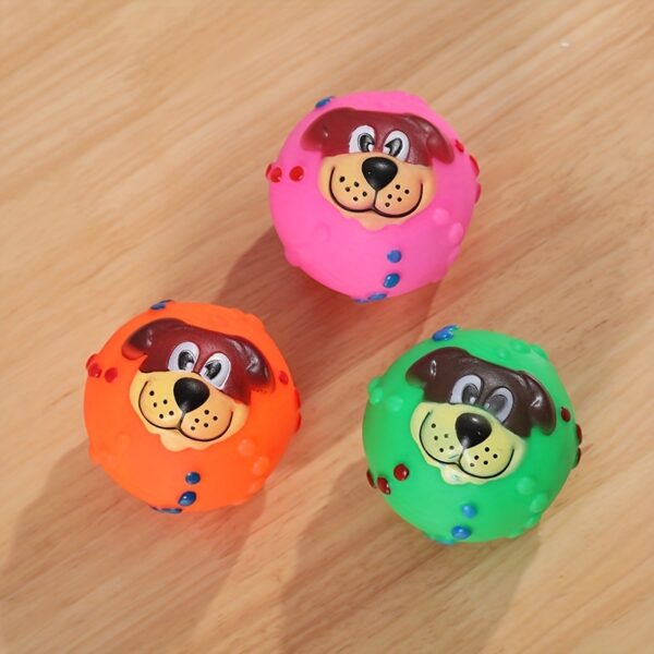 Dog Ball, Cute Pet Puppy Dog Face Ball Molar Throwing Training Soft Squeak Sound Play Toy - Image 11