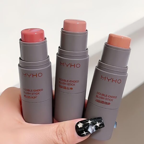 Long-Lasting Double-Headed Blush Stick - Blush for Cheeks and Lips with Matte Natural Color, Portable Dual-Use Makeup Stick for Flawless Look - Easy to Apply and Carry