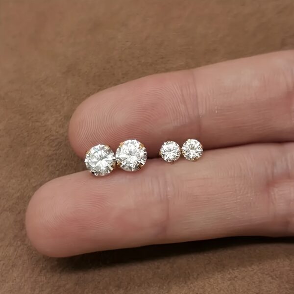 1 Pair or 3 Pairs Stainless Steel 18K Gold Plated Four-claw Twisted Ball Zirconia Earrings - Image 8