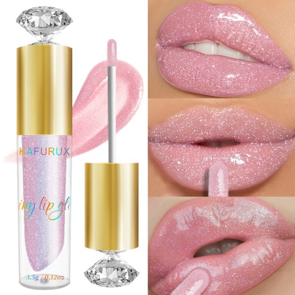 KAFURIX Waterproof Pink 1pc Lip Glaze - Glossy Finish, Sparkle Shine, Long-Lasting, Non-Sticky Paste for All Skin Types, Easy Application - Image 5