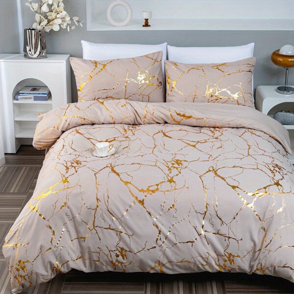 3pcs Classic Hot Stamping Texture Quilt Cover Set - Image 34