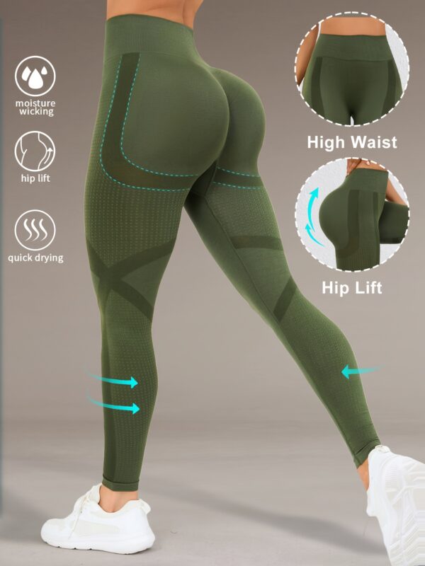 High Waist Butt Lifting Yoga Pants for Women - Moisture-Wicking, High Elasticity Workout Leggings with Wide Waistband, 90% Polyamide & 10% Elastane, Ideal for Running, Gym, and Fall/Winter Activewear, Yoga Wear | Sporty Leggings | Snug Fit, Butt Lifting L - Image 5