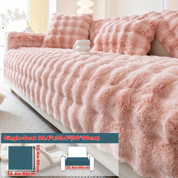 1pc Imitation Rabbit Plush Sofa Cover Winter Warm Thick Plush Soft Sofa Slipcover Pet Favorite Non-slip Protective Couch Cover Furniture Protector For Bedroom Office Living Room Home Decor - Image 36
