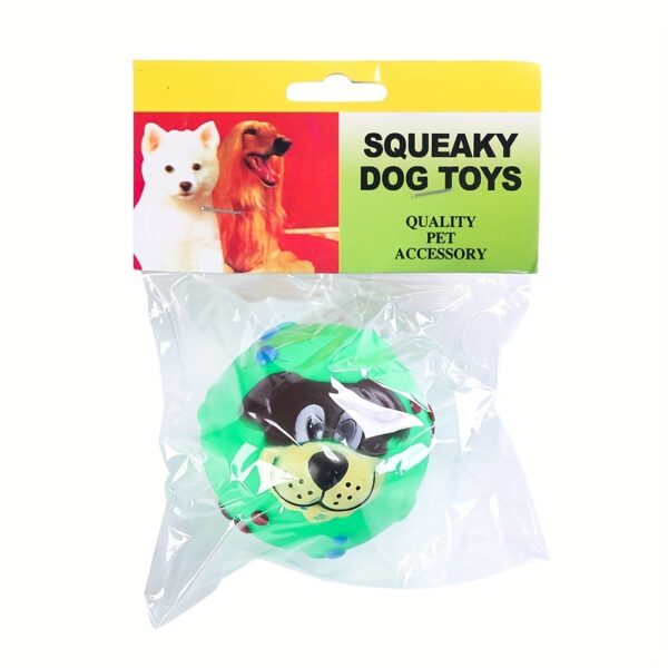 Dog Ball, Cute Pet Puppy Dog Face Ball Molar Throwing Training Soft Squeak Sound Play Toy - Image 12