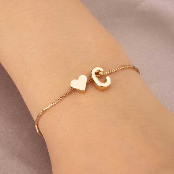 1pc Mini Love Heart Letter Beads Thin Chain Bracelet Simple Minimalist Hand Chain Jewelry - Image 8
