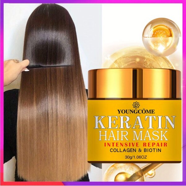 30g Keratin Hair Mask, Strengthens Hair, Deep Smoothing Conditioner, Professional Keratin Hair Care  Cream - Image 10
