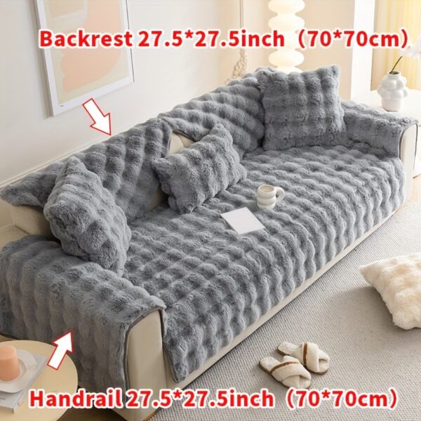 1pc Imitation Rabbit Plush Sofa Cover Winter Warm Thick Plush Soft Sofa Slipcover Pet Favorite Non-slip Protective Couch Cover Furniture Protector For Bedroom Office Living Room Home Decor - Image 35