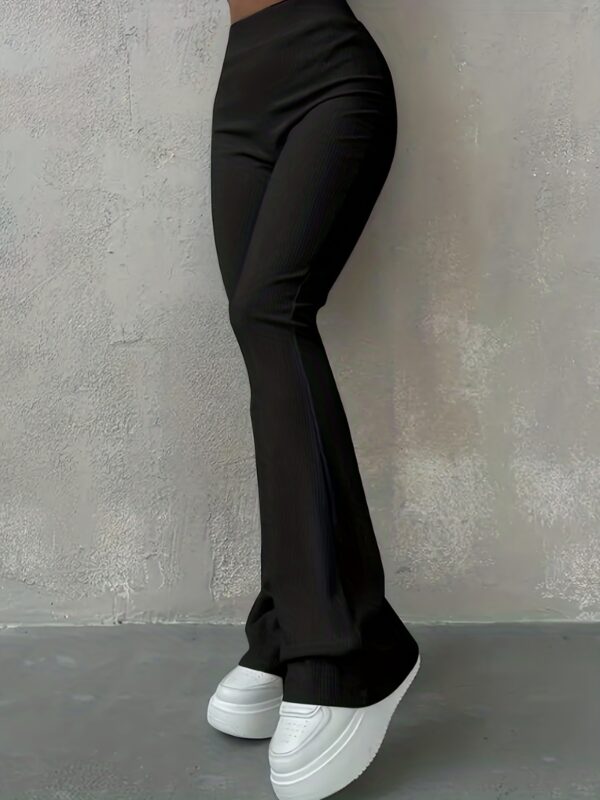 Casual Ribbed Simple Slim Leggings Solid Color High Waist Fashion Trousers - Image 7