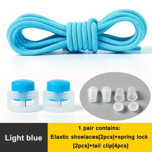 1 Pair Round Elastic Shoelaces, No Tie Shoelaces For Sneakers Casual Shoes Skate Shoes - Image 19