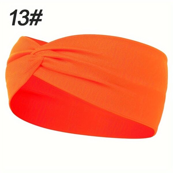 1pcs Solid Color Headband Twist Knotted Hair Band Elastic Hair Band Non Slip Sweat Band Headwear - Image 9