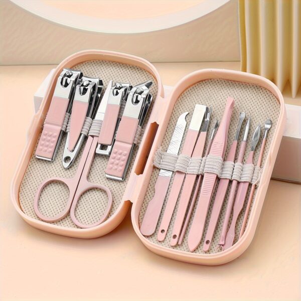 A Set Of 14pcs Stainless Steel Manicure And Pedicure Tools, Featuring Modern Style Concave Edge Nail Clippers And Grooming Tools, Including A Portable Storage Box - A Unisex Odorless Nail Care Kit - Image 2