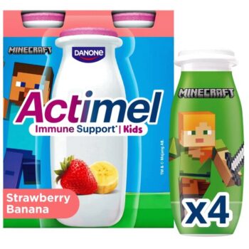 Actimel Kids Strawberry Banana Yogurt Drinks (4 x 100g)