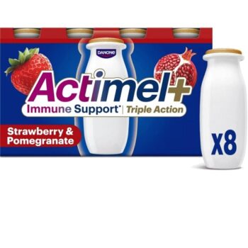 Actimel Plus Strawberry & Pomegranate Twist Yogurt Drink (8 x 100g)