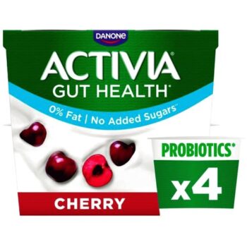 Activia Cherry No Added Sugar Fat Free Yogurt (4 x 115g)