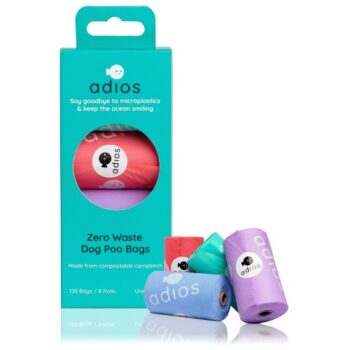 Adios Compostable And Biodegradable Dog Poo Bags Rainbow 8 Rolls (120)