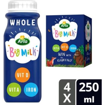 Arla Big Milk Fresh Whole Milk Vitamin Enriched for kids (4 x 250ml)