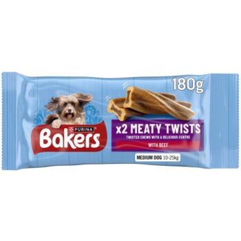 Bakers 2 Meaty Twists Medium Dog Treats (180g)