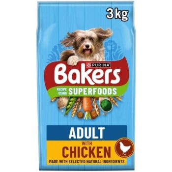 Bakers Adult Chicken & Veg Dry Dog Food with Vegetables (3kg)