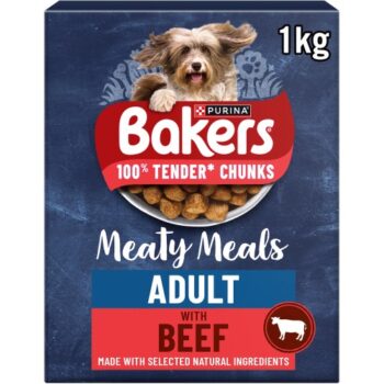Bakers Meaty Meals Adult Dry Dog Food Beef (1kg)