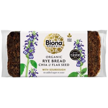 Biona Organic Yeast Free Rye Bread with Chia & Flax Seed (500g)