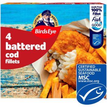 Birds Eye 4 Battered Cod Fillets (4 x 400g)