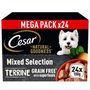 CESAR NATURAL GOODNESS Grain Free Adult Dog Food Mix Terrine Tray (24 x 100g)