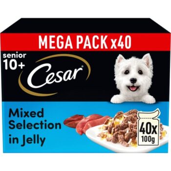 Cesar Selection Senior Wet Dog Food Mixed Selection in Jelly Pouch 40x100 (40 x 100g)