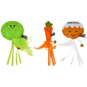 CHRISTMAS FELT CAT TOYS SPROUT CARROT AND PUDDING
