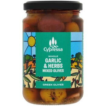 Cypressa Garlic & Herb Whole Mixed Olives (315g)