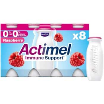 Danone Actimel Raspberry 0% Fat Added Sugar Free Yogurt Drink (8 x 100g)