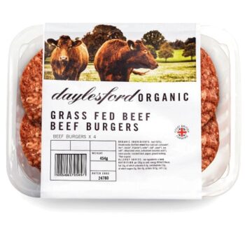 Daylesford Organic 4 Quarter Pounder British Beef Burgers (454g)