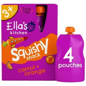 Ella's Kitchen Organic Carrot Orange Squishy Snack 3+ Years (4 x 100g, 400g)