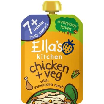 Ella's Kitchen Organic Chicken & Veg Baby Food Pouch 7+ Months with Sweetcorn Mash & Creamy Herb (130g)