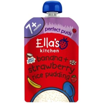 Ella's Kitchen Organic Dairy Free Rice Pudding Banana & Strawberry Baby Food Pouch (80g)