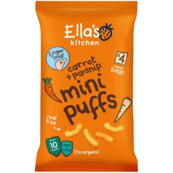 Ella's Kitchen Organic Parsnip & Carrot Mini Puffs Multipack Baby Snack 10+ Months (4 x 8g)