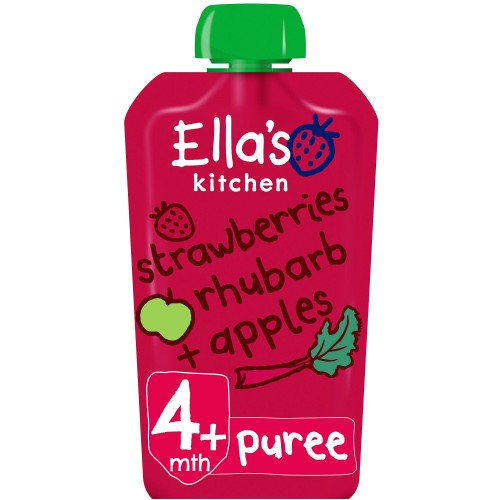 Ella's Kitchen Organic Strawberries Rhubarb & Apples Baby Pouch 4+ Months (120g)