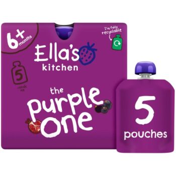 Ella's Kitchen Organic The Purple One Smoothie Multipack Pouch 6+ Months Baby Food Pouch (5 x 90g)