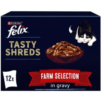 Felix Tasty Shreds Cat Food Farm Selection in Gravy (12 x 80g)